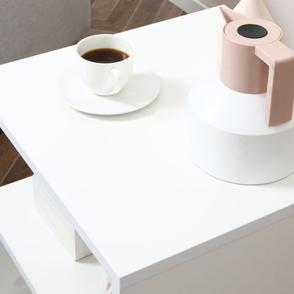 Side Table Small Side Table Sofa Table with S Shape Open Compartment Modern Design 50x50x50 cm White