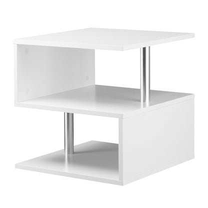 Side Table Small Side Table Sofa Table with S Shape Open Compartment Modern Design 50x50x50 cm White