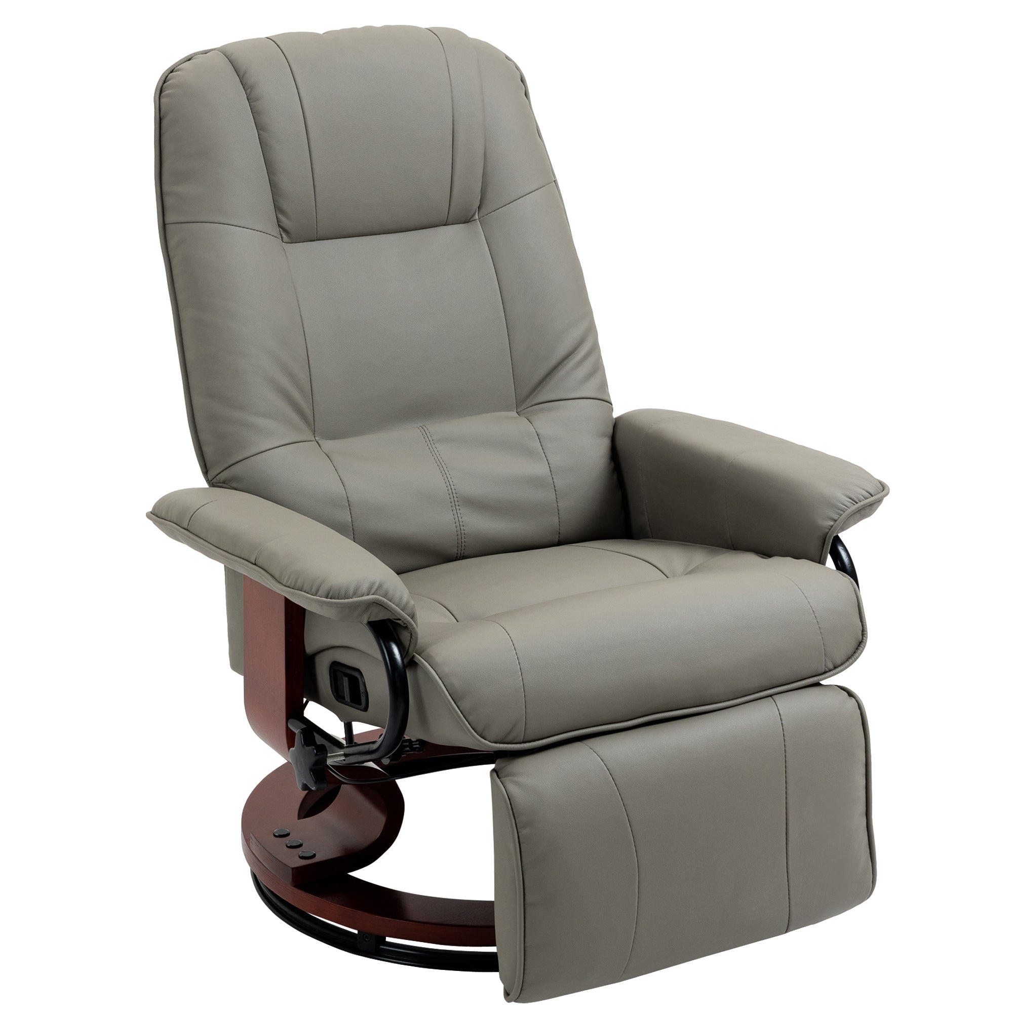 Recliner Swivel TV Chair with Reclining Function, Footrest, Reclining Armchair with Armrest, Wooden Legs for Living Room, Bedroom, Faux Leather, Gray