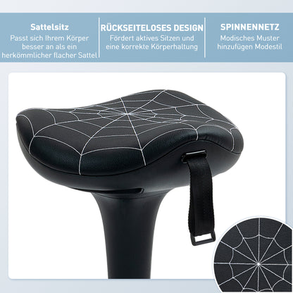 Ergonomic Swivel Saddle Stool — Height-Adjustable 25.8–32.9 in, 120° Tilt, Non-Slip Base, Black