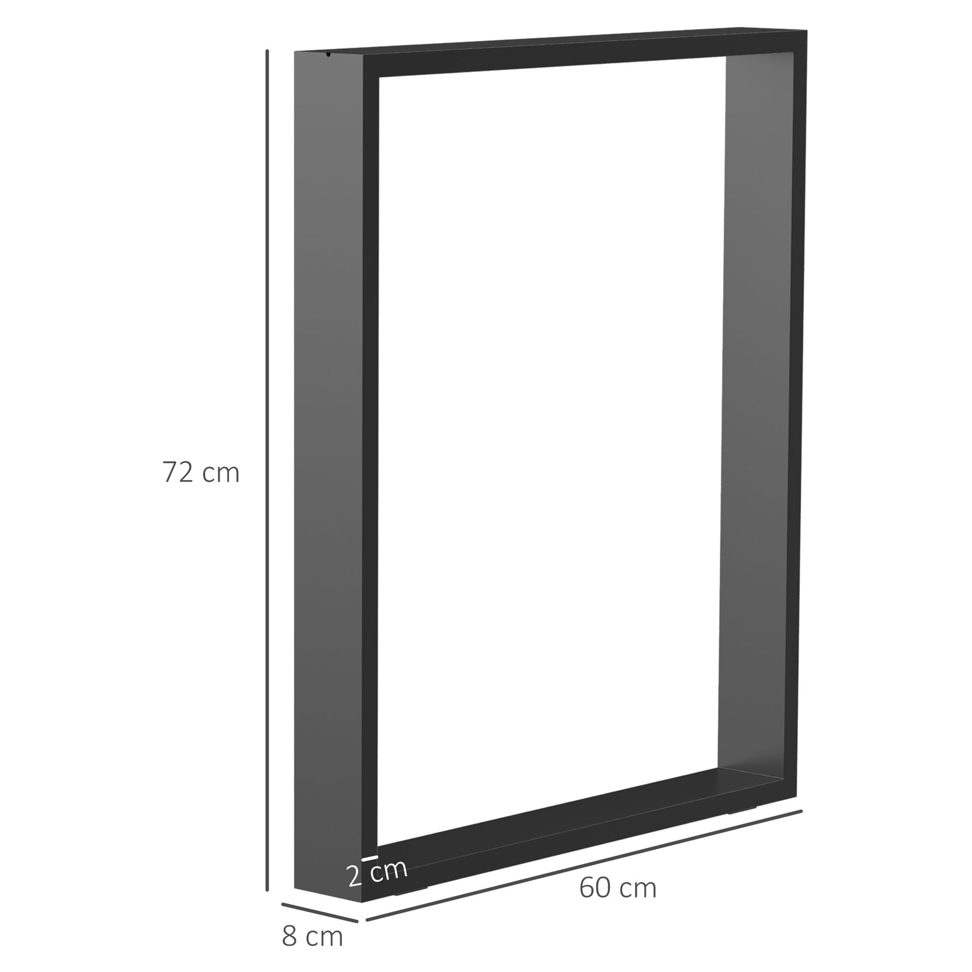 Table Legs 2 Piece Metal Furniture Feet Table Frame 60 x 72 cm Table Runners with Floor Protectors for Dining Table, Desk, Nightstand Black
