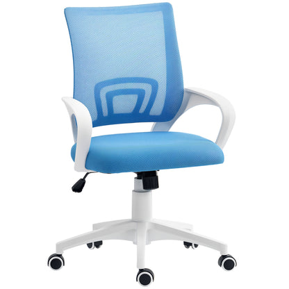 Mesh Office Chair Swivel Desk Chair with Adjustable Height Rocking Function Lumbar Support and Armrests Study Chair Load 120 kg Light Blue