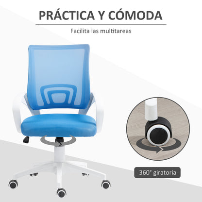 Mesh Office Chair Swivel Desk Chair with Adjustable Height Rocking Function Lumbar Support and Armrests Study Chair Load 120 kg Light Blue