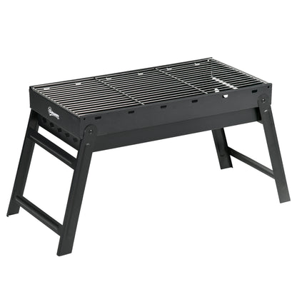 Portable Folding Charcoal BBQ Grill with Charcoal Basin 74L x 30W x 37H cm, Black
