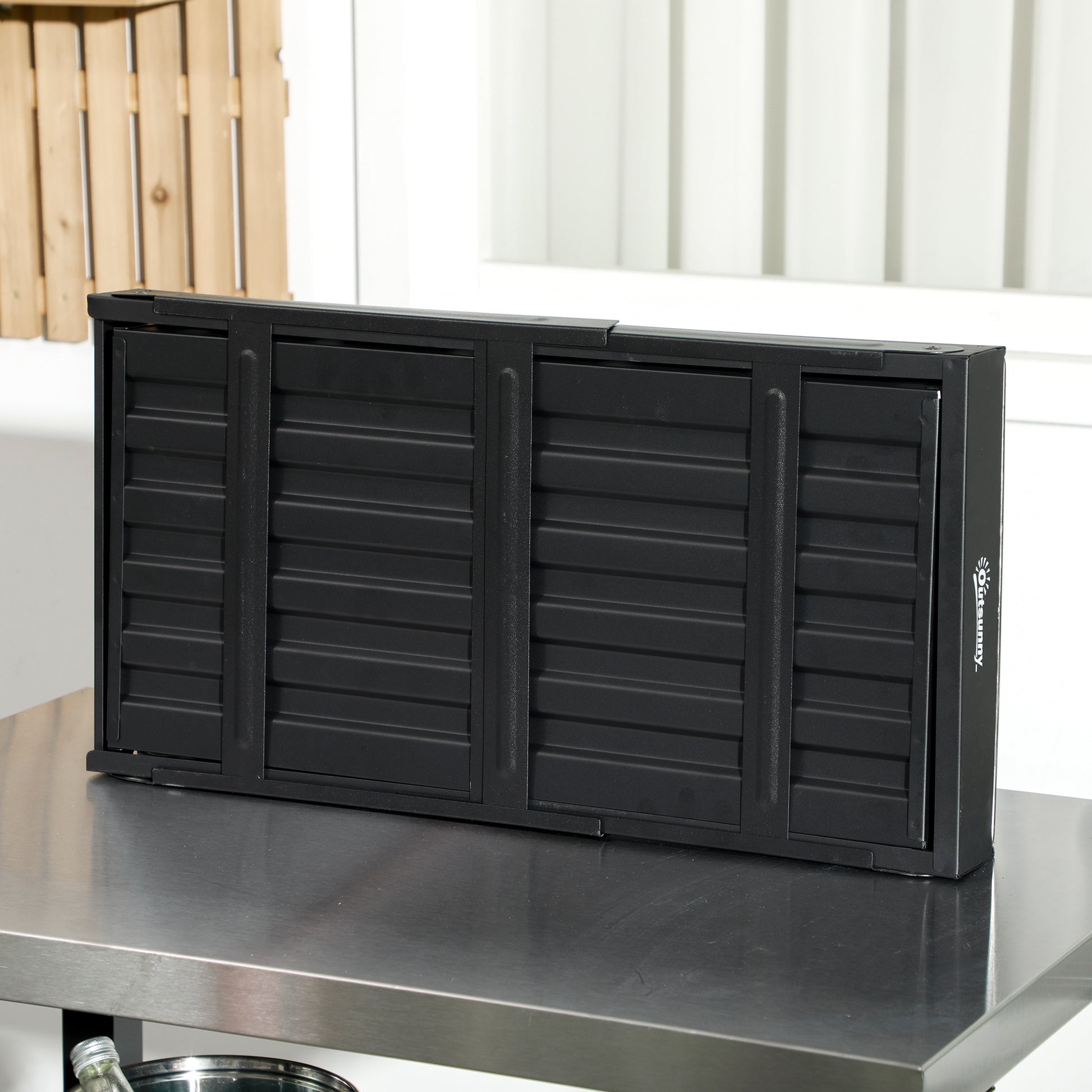 Portable Folding Charcoal BBQ Grill with Charcoal Basin 74L x 30W x 37H cm, Black