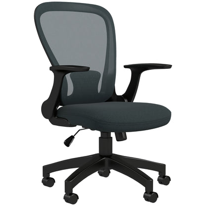 Ergonomic Office Chair, Desk Chair, Flip-up Armrests, Mesh Back, Tilt Function, 120 kg Capacity, Adjustable Height, Computer Chair, 360° Swivel, Gray