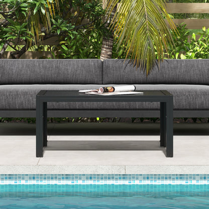 Side Table Balcony Table made of Steel Rectangular Coffee Table weatherproof Garden Table easy-care Sofa Table Outdoor Table for Balcony Garden Terrace Porch Living Room, 101.5x61x46 cm Black