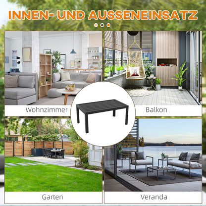 Side Table Balcony Table made of Steel Rectangular Coffee Table weatherproof Garden Table easy-care Sofa Table Outdoor Table for Balcony Garden Terrace Porch Living Room, 101.5x61x46 cm Black