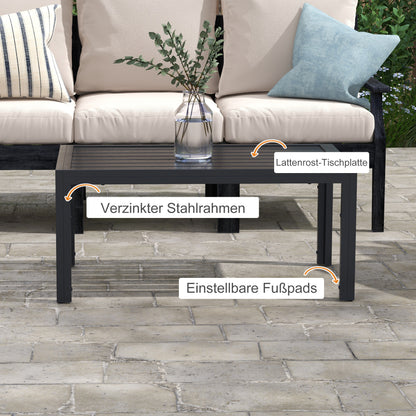Side Table Balcony Table made of Steel Rectangular Coffee Table weatherproof Garden Table easy-care Sofa Table Outdoor Table for Balcony Garden Terrace Porch Living Room, 101.5x61x46 cm Black