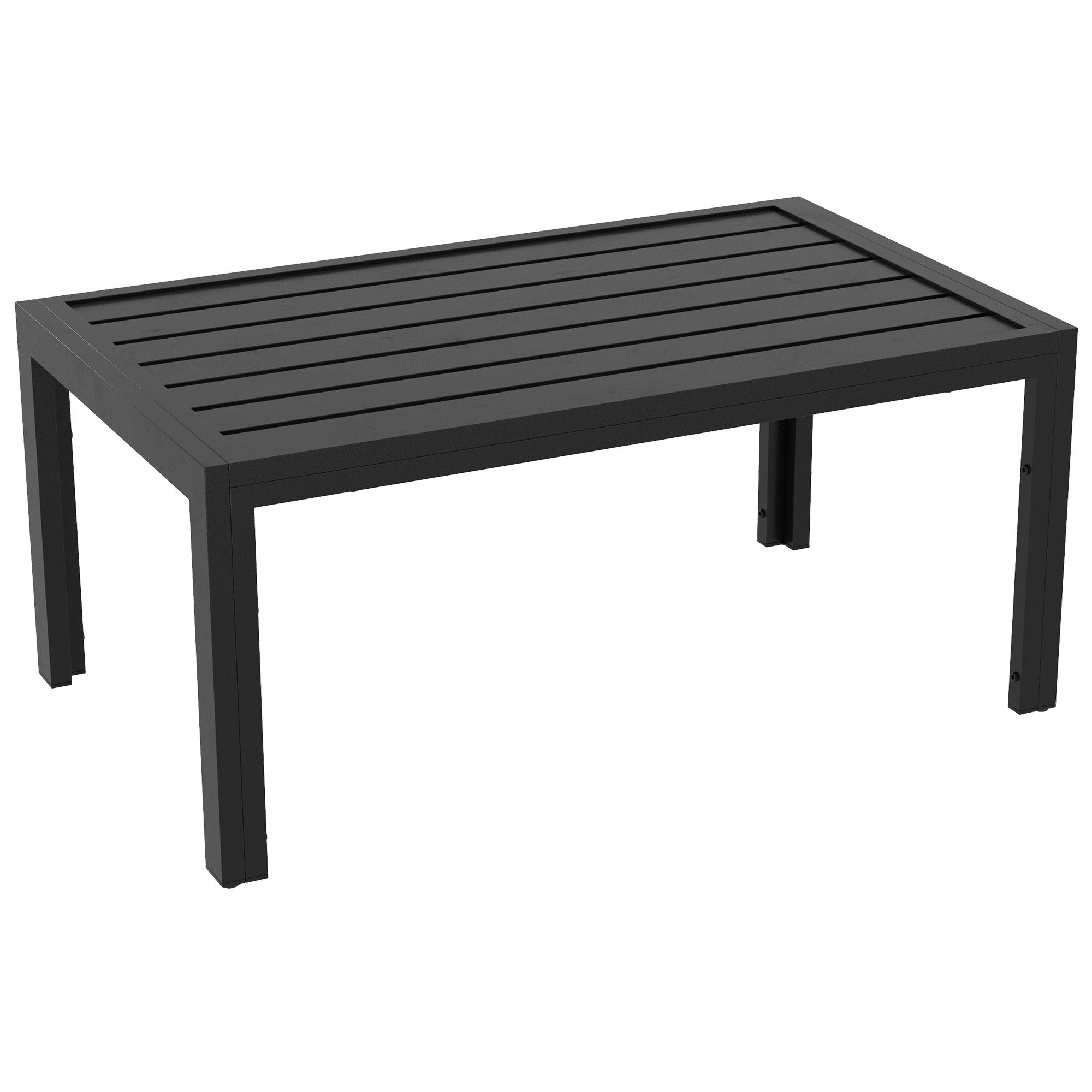 Side Table Balcony Table made of Steel Rectangular Coffee Table weatherproof Garden Table easy-care Sofa Table Outdoor Table for Balcony Garden Terrace Porch Living Room, 101.5x61x46 cm Black
