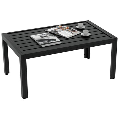 Side Table Balcony Table made of Steel Rectangular Coffee Table weatherproof Garden Table easy-care Sofa Table Outdoor Table for Balcony Garden Terrace Porch Living Room, 101.5x61x46 cm Black