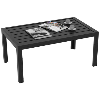 Side Table Balcony Table made of Steel Rectangular Coffee Table weatherproof Garden Table easy-care Sofa Table Outdoor Table for Balcony Garden Terrace Porch Living Room, 101.5x61x46 cm Black
