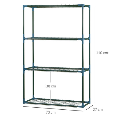 Plant Rack 2-Pack, Plant Stand with 4 Tiers, Flower Stand, Flower Shelf for Balcony, Garden, Greenhouse, Steel, Green, 70 x 27 x 110 cm