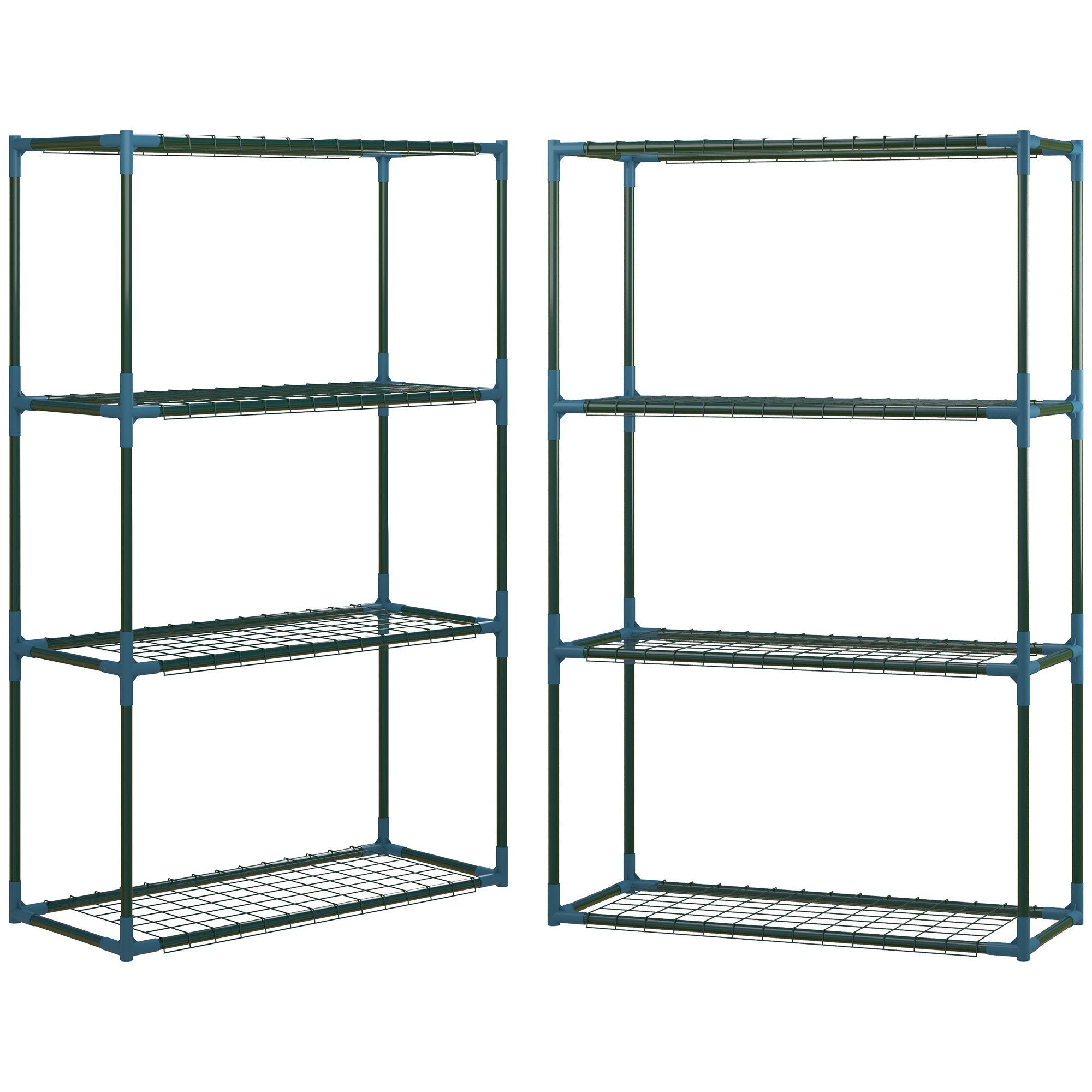 Plant Rack 2-Pack, Plant Stand with 4 Tiers, Flower Stand, Flower Shelf for Balcony, Garden, Greenhouse, Steel, Green, 70 x 27 x 110 cm