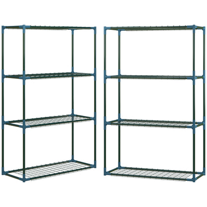 Plant Rack 2-Pack, Plant Stand with 4 Tiers, Flower Stand, Flower Shelf for Balcony, Garden, Greenhouse, Steel, Green, 70 x 27 x 110 cm