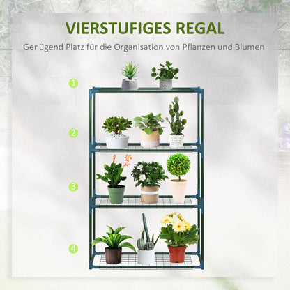 Plant Rack 2-Pack, Plant Stand with 4 Tiers, Flower Stand, Flower Shelf for Balcony, Garden, Greenhouse, Steel, Green, 70 x 27 x 110 cm