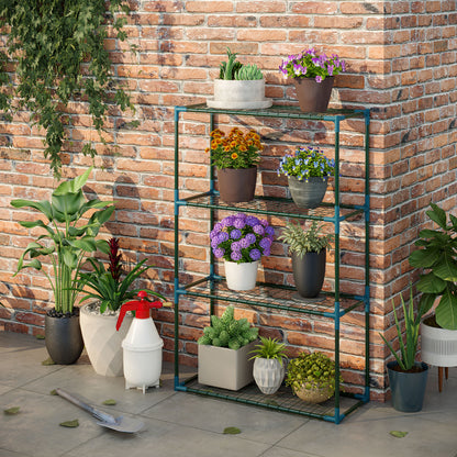 Plant Rack 2-Pack, Plant Stand with 4 Tiers, Flower Stand, Flower Shelf for Balcony, Garden, Greenhouse, Steel, Green, 70 x 27 x 110 cm