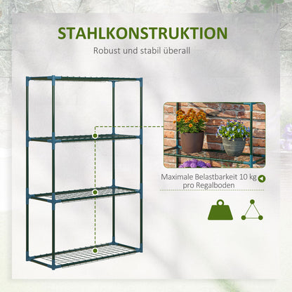 Plant Rack 2-Pack, Plant Stand with 4 Tiers, Flower Stand, Flower Shelf for Balcony, Garden, Greenhouse, Steel, Green, 70 x 27 x 110 cm