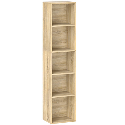 Bookshelf, 5-Tier Storage Shelf, Storage Unit with Adjustable Shelves for Living Room, Bedroom, Office, 30 x 24 x 133.5 cm, Natural Wood