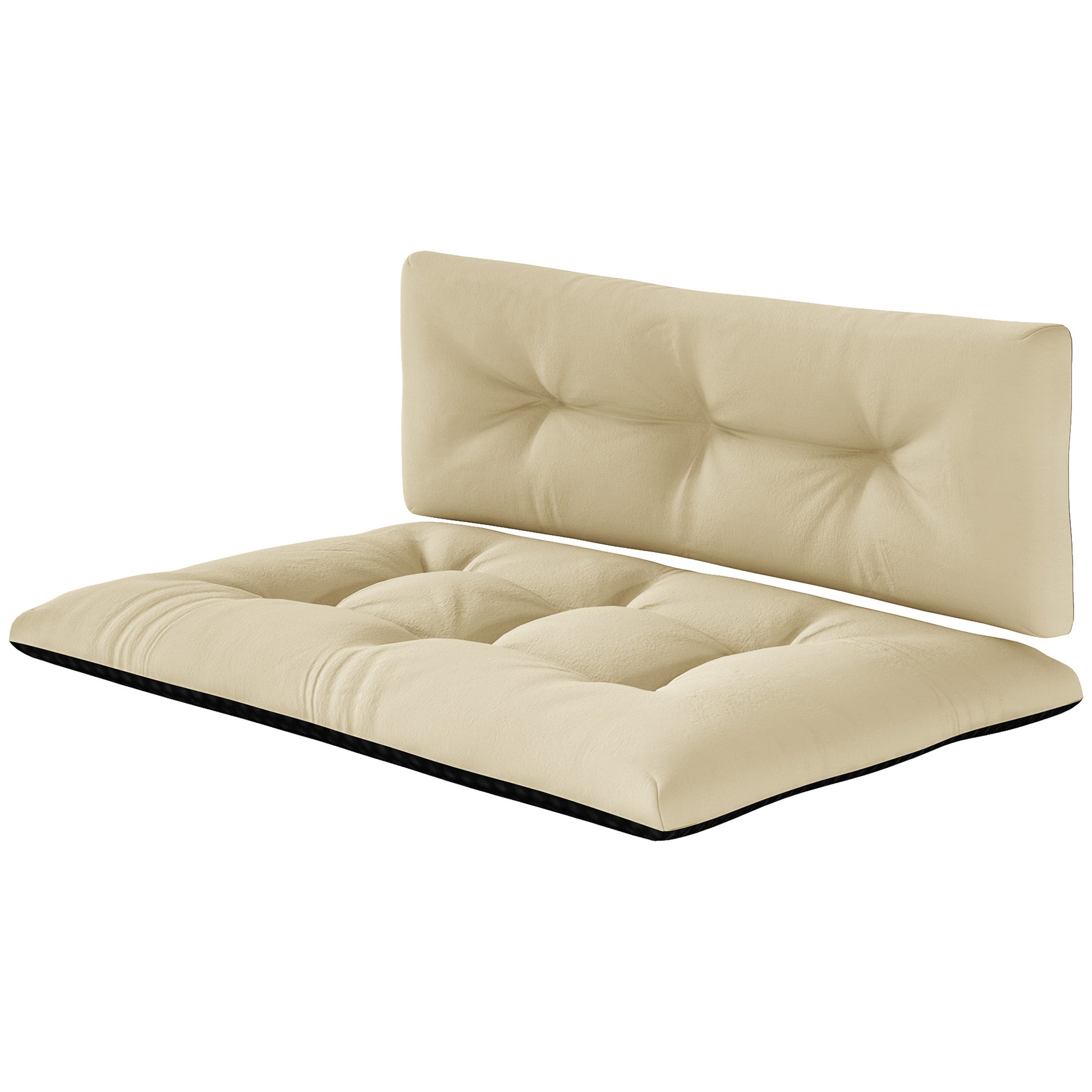 Pallet Cushions 2-Piece Set Water-Resistant Seat Cushion Pallet Pads with Tufted Design Back Support Outdoor Cushions Pallet Pads for Euro Pallets Pallet Sofa 120 x 77 x 10 cm Beige
