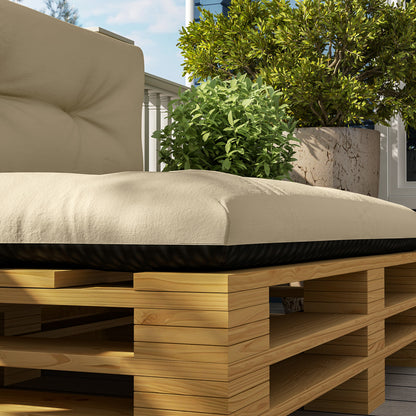 Pallet Cushions 2-Piece Set Water-Resistant Seat Cushion Pallet Pads with Tufted Design Back Support Outdoor Cushions Pallet Pads for Euro Pallets Pallet Sofa 120 x 77 x 10 cm Beige