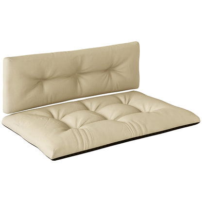 Pallet Cushions 2-Piece Set Water-Resistant Seat Cushion Pallet Pads with Tufted Design Back Support Outdoor Cushions Pallet Pads for Euro Pallets Pallet Sofa 120 x 77 x 10 cm Beige
