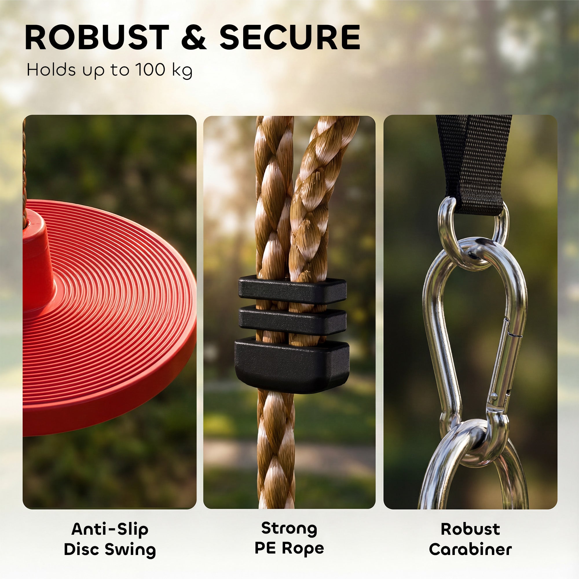 Ninja Line Kids Slackline Set with Swing & Platforms, Outdoor Play Equipment for Ages 3–8 — Red