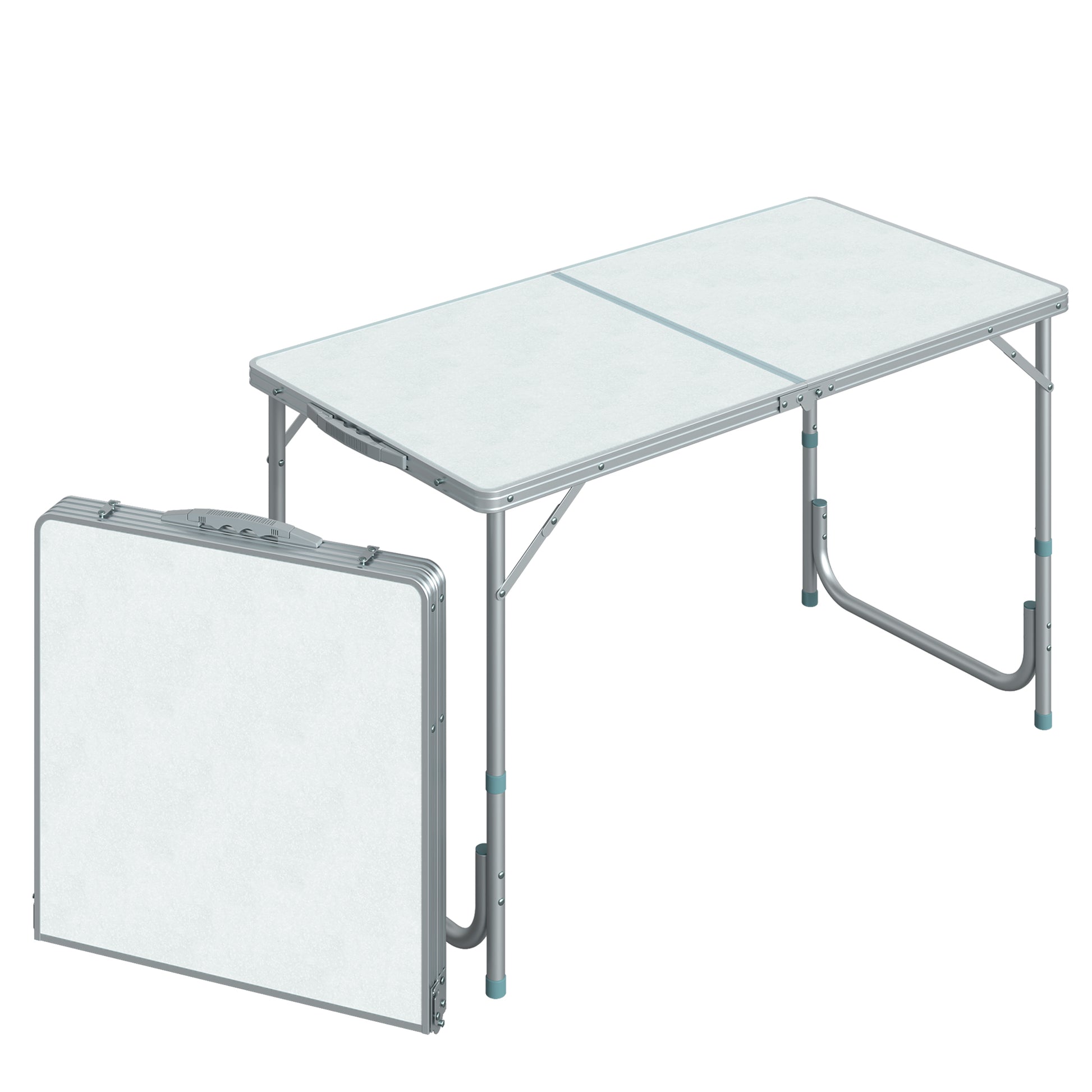 Folding Camping Table Convertible into Suitcase Adjustable Height for Picnic 120x60x54-70 cm with Aluminum Frame
