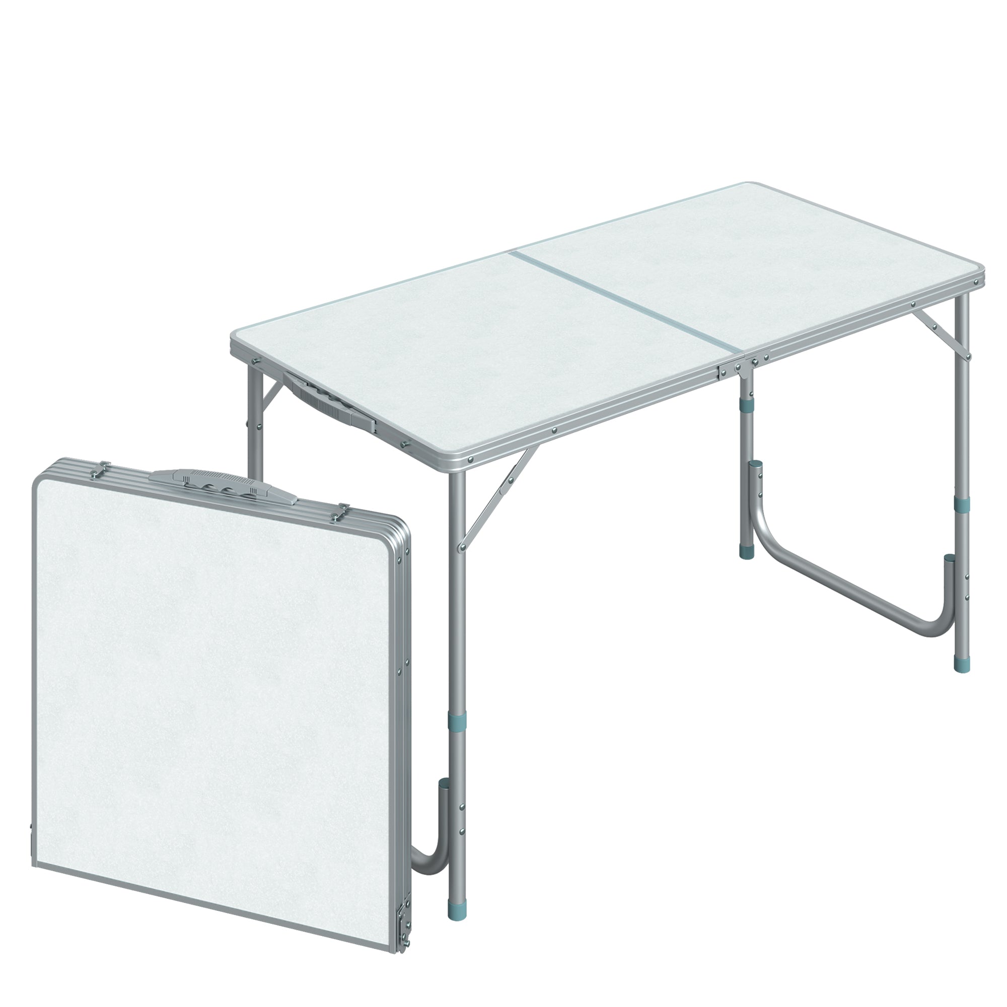 Folding Camping Table Convertible into Suitcase Adjustable Height for Picnic 120x60x54-70 cm with Aluminum Frame