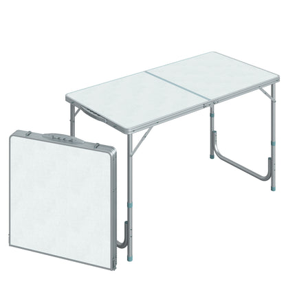 Folding Camping Table Convertible into Suitcase Adjustable Height for Picnic 120x60x54-70 cm with Aluminum Frame