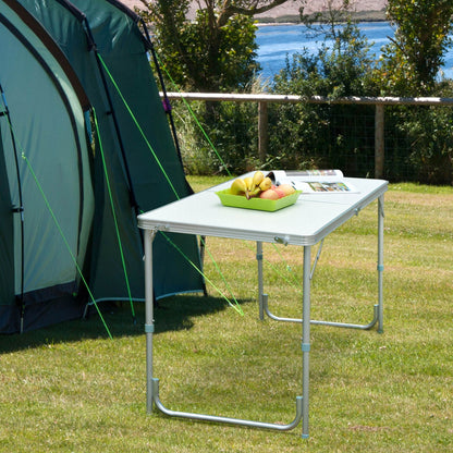 Folding Camping Table Convertible into Suitcase Adjustable Height for Picnic 120x60x54-70 cm with Aluminum Frame
