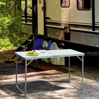 Folding Camping Table Convertible into Suitcase Adjustable Height for Picnic 120x60x54-70 cm with Aluminum Frame