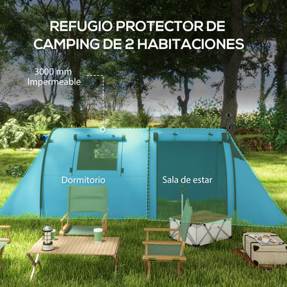 3-Person Family Camping Tent — Foldable Lightweight Tent with Doors, Windows & Hanging Hook, Carry Bag, 3000 mm Waterproof, 470 x 220 x 150 cm (Sky Blue)