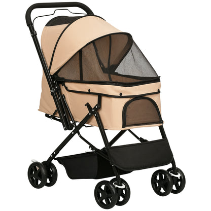 Pet Stroller Dog Stroller for Small Dogs and Cats Pet Wagon Pet Stroller Cat Stroller Oxford Brown 76.5 x 52 x 95 cm