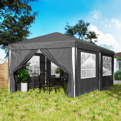 Foldable Gazebo 3x6 m Pop Up with Adjustable Height, 2 Doors, 4 Windows, and Carrying Bag, Outdoor Gazebo in Metal and Oxford Fabric, UV50+, for Garden, Parties, Camping, Gray