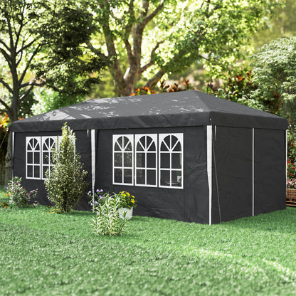 Foldable Gazebo 3x6 m Pop Up with Adjustable Height, 2 Doors, 4 Windows, and Carrying Bag, Outdoor Gazebo in Metal and Oxford Fabric, UV50+, for Garden, Parties, Camping, Gray