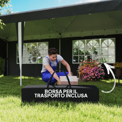 Foldable Gazebo 3x6 m Pop Up with Adjustable Height, 2 Doors, 4 Windows, and Carrying Bag, Outdoor Gazebo in Metal and Oxford Fabric, UV50+, for Garden, Parties, Camping, Gray