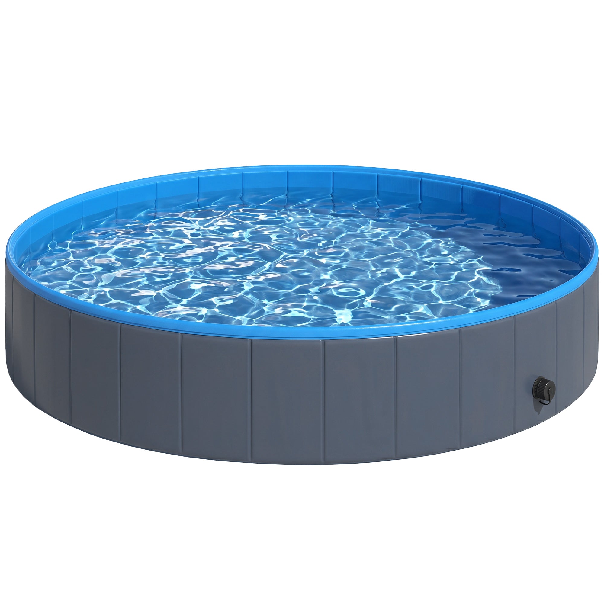 Foldable Dog Pool for Large & Extra-Large Dogs — 63 x 11.8 in (160 x 30 cm), Non-Inflatable, Anti-Slip, Dark Gray