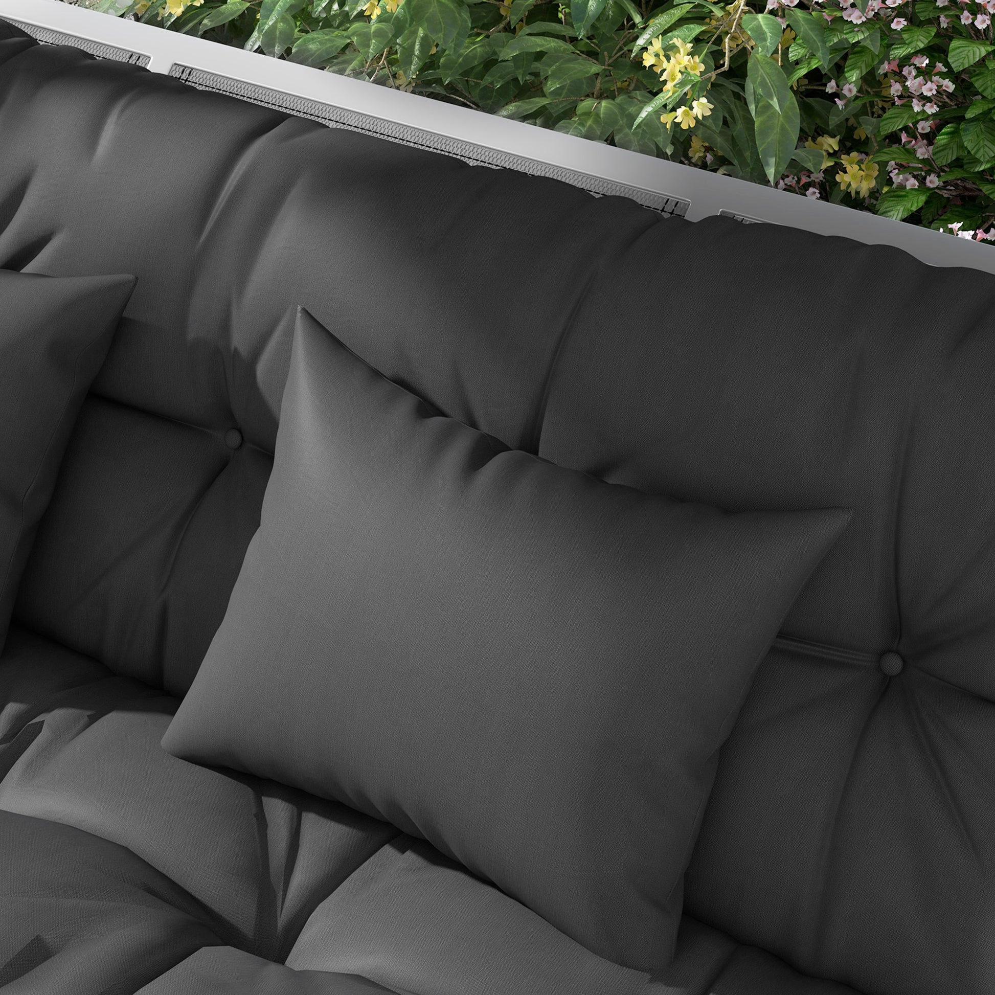 4-Piece Seat Cushion Set, 150x50 cm Water-Resistant Chair Cushions with Tie Strings, Knotted Design 10cm Thick Padding for Swing, Seat Pad for Home, Garden, Sofa, Dark Grey