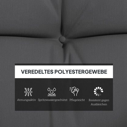 4-Piece Seat Cushion Set, 150x50 cm Water-Resistant Chair Cushions with Tie Strings, Knotted Design 10cm Thick Padding for Swing, Seat Pad for Home, Garden, Sofa, Dark Grey