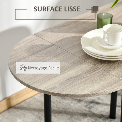 Oval Extendable Dining Table Set with 2 Chairs - Folding Table - Metal and MDF - Black and Natural