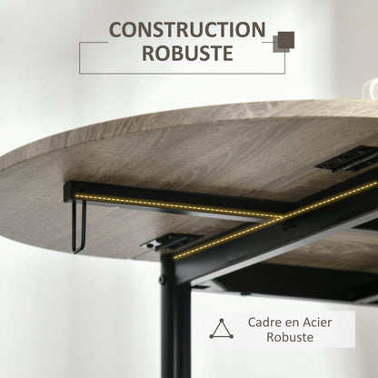 Oval Extendable Dining Table Set with 2 Chairs - Folding Table - Metal and MDF - Black and Natural