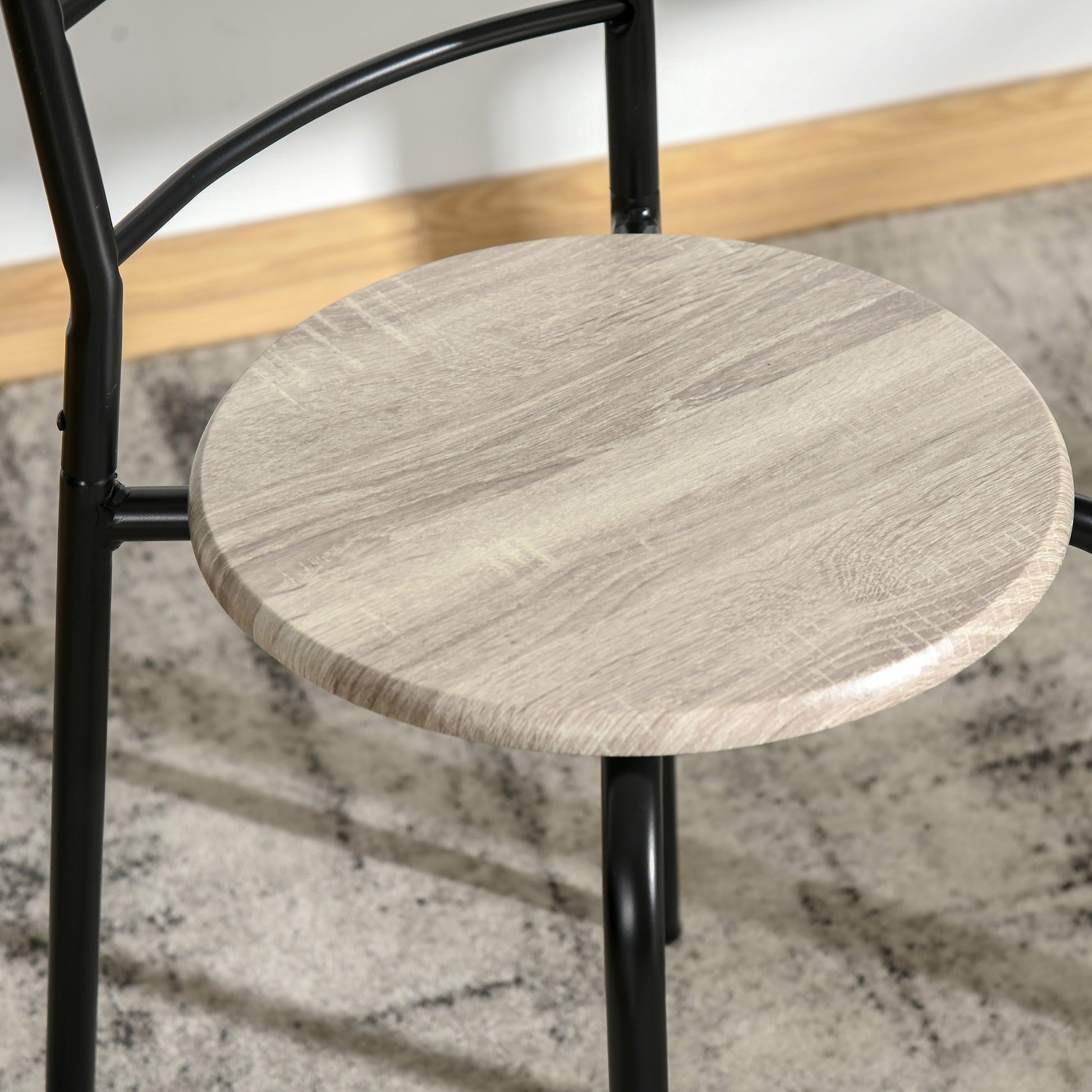 Oval Extendable Dining Table Set with 2 Chairs - Folding Table - Metal and MDF - Black and Natural