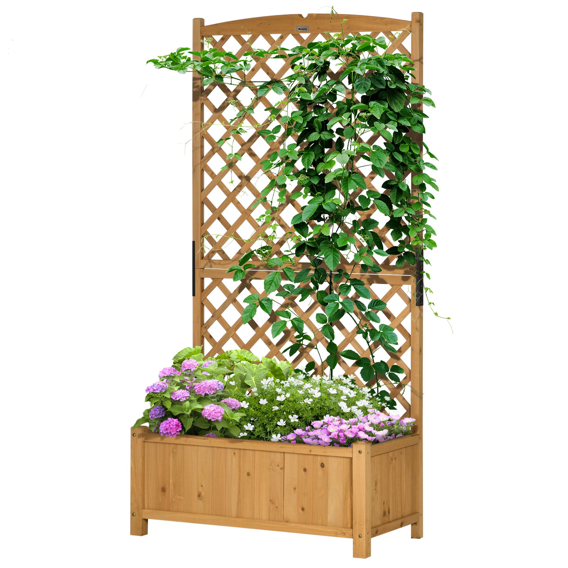 Garden Plant Bed with Trellis Planter with Lattice Climbing Plant Holder Flower Cultivation Plants for Outdoor Patio Terrace Balcony 90x45x180 cm Natural Wood