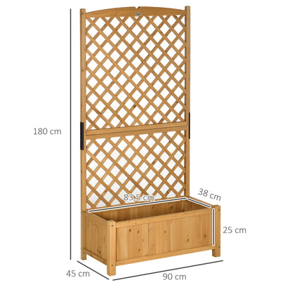 Garden Plant Bed with Trellis Planter with Lattice Climbing Plant Holder Flower Cultivation Plants for Outdoor Patio Terrace Balcony 90x45x180 cm Natural Wood