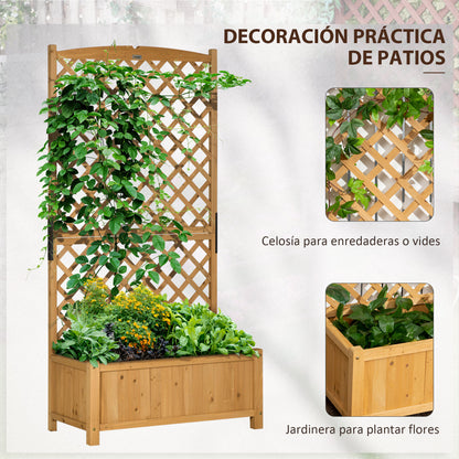 Garden Plant Bed with Trellis Planter with Lattice Climbing Plant Holder Flower Cultivation Plants for Outdoor Patio Terrace Balcony 90x45x180 cm Natural Wood