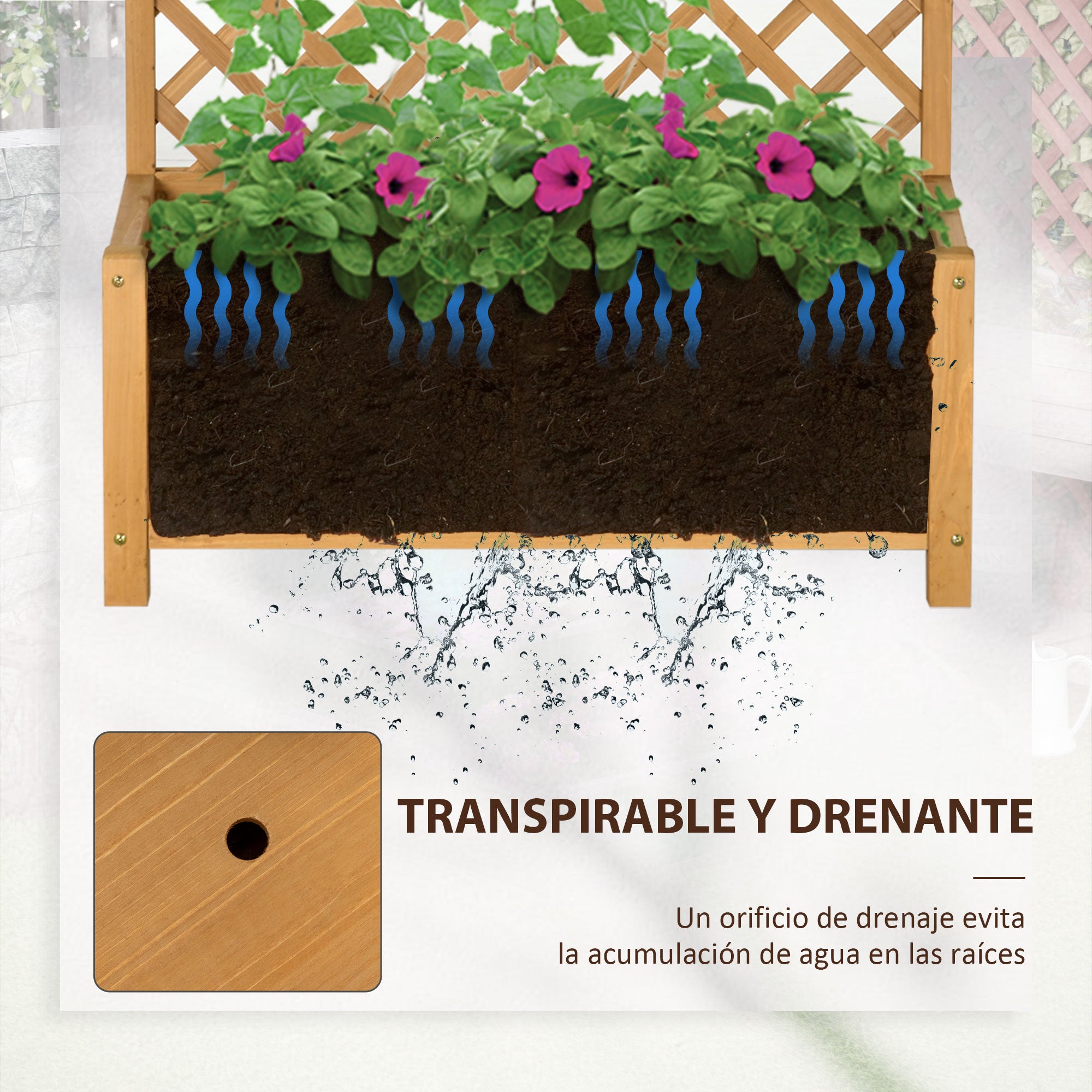 Garden Plant Bed with Trellis Planter with Lattice Climbing Plant Holder Flower Cultivation Plants for Outdoor Patio Terrace Balcony 90x45x180 cm Natural Wood