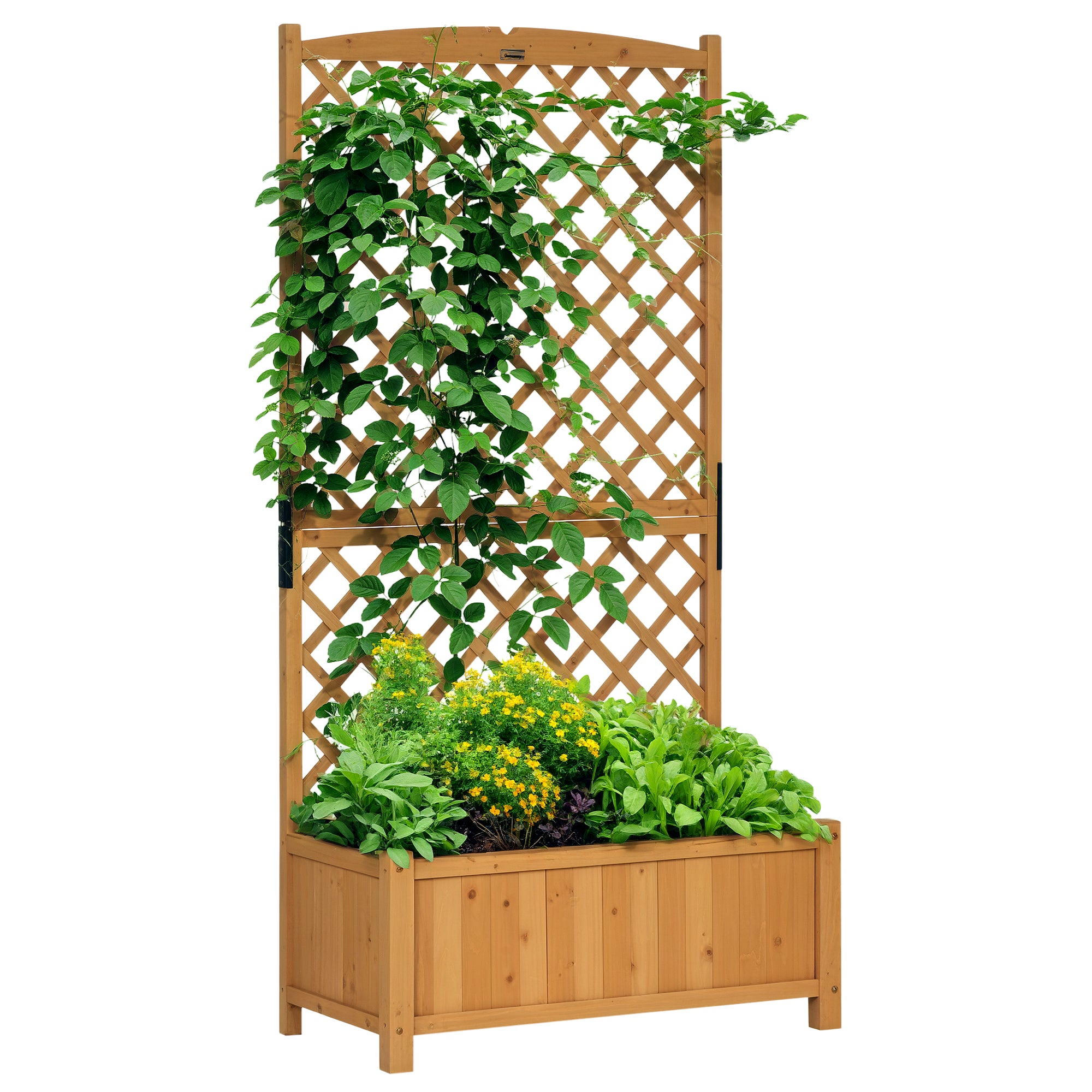 Garden Plant Bed with Trellis Planter with Lattice Climbing Plant Holder Flower Cultivation Plants for Outdoor Patio Terrace Balcony 90x45x180 cm Natural Wood