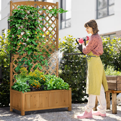 Garden Plant Bed with Trellis Planter with Lattice Climbing Plant Holder Flower Cultivation Plants for Outdoor Patio Terrace Balcony 90x45x180 cm Natural Wood