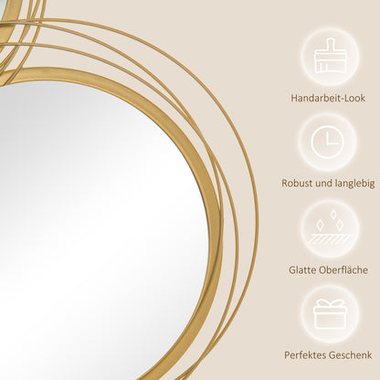 4-Piece Mirror Set for Wall Decor, Wall Decoration with 4 Round Mirrors, Living Room Decor, Wall Mirror, Entryway Mirror, Wall Art for Living Room, Bedroom, Metal, Gold